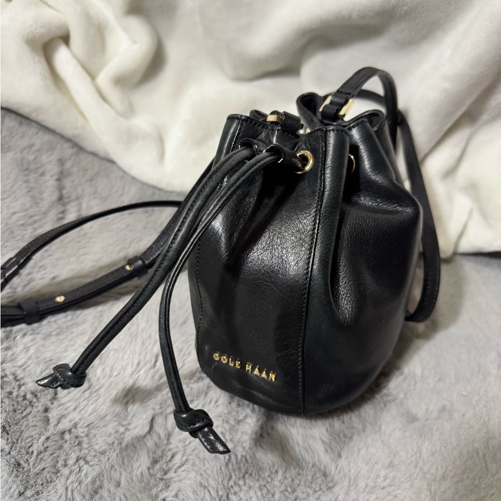 Cole Haan Black Leather Bucket Bag
